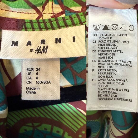 Marni at H&M 100% Silk Hooded Anorak Dress, size 4 - Picture 6 of 6